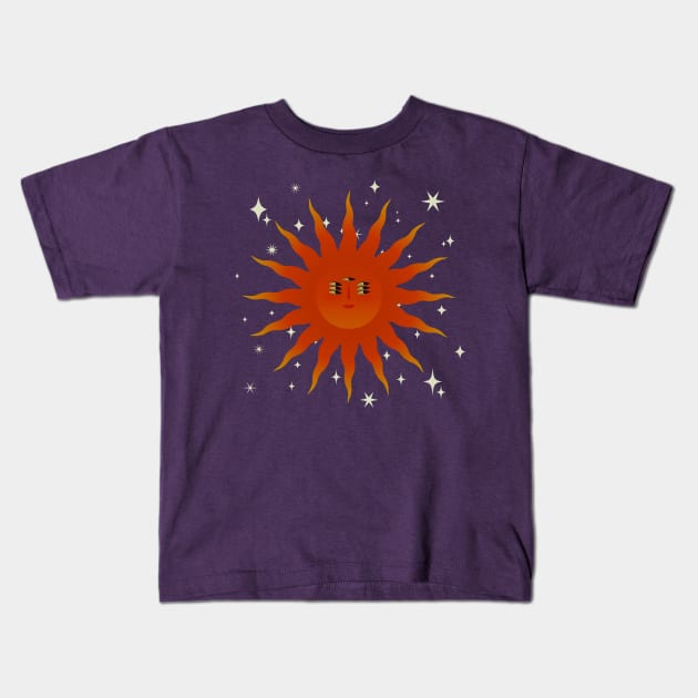 Seven Eyed Sun V1 Kids T-Shirt by SpitComet